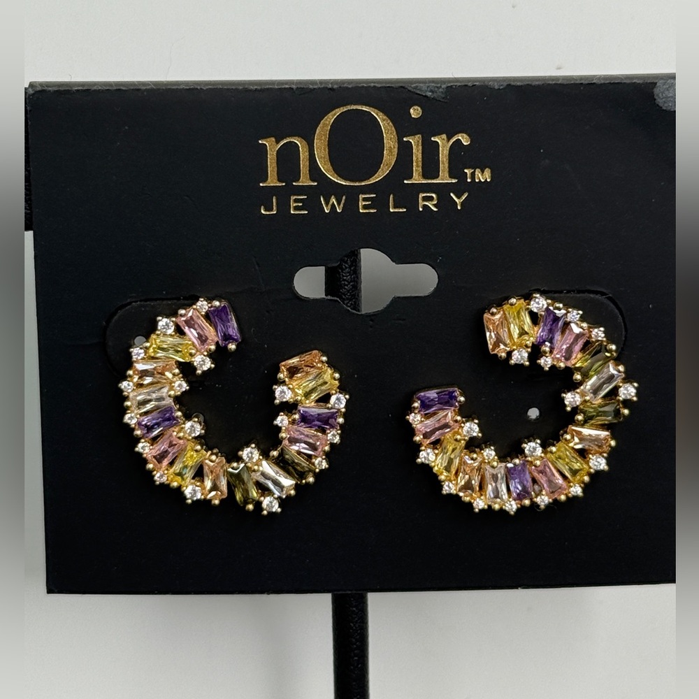 nOir Jewelry - Colorful Crystal Hoop Earrings